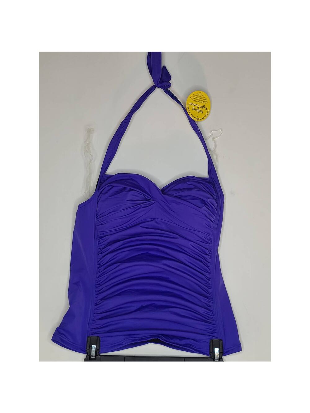 NWT It figures tummy control ruched purple swim halter tank top - Size 10